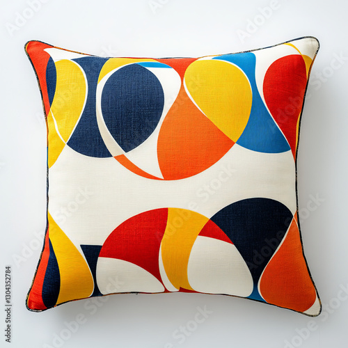 A mid-century cushion isolated on a white background