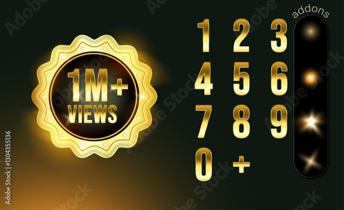 Millions Views celebration background design circle three Million VIews. Million views badge with shine effect.