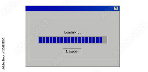 Loading computer old window. Download interface 90s desktop vector editable 