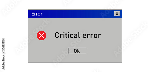 Critical error message old windows vector illustration