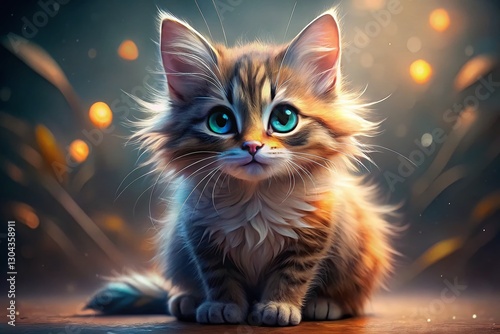 Adorable Kitten with Bokeh Background, Cute Cat Portrait, Soft Focus, Pet Photography