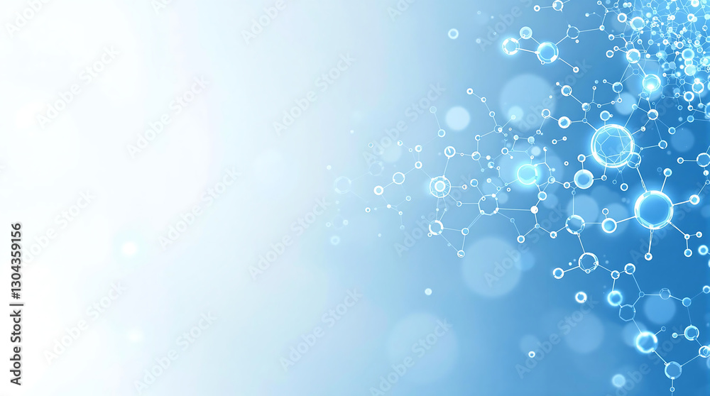 Abstract blue background with molecular structures and bokeh effects. Represents science, technology, or medical concepts. Use for presentations, website banners, or graphic design projects. Abstract blue background with molecular structures and bokeh effects. Represents science, technology, or medical concepts. Use for presentations, website banners, or graphic design projects.