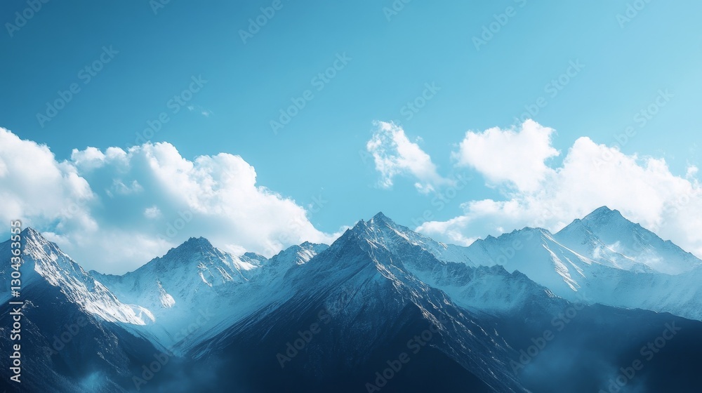 Fototapeta premium Majestic Snow-Capped Mountains Under a Clear Blue Sky
