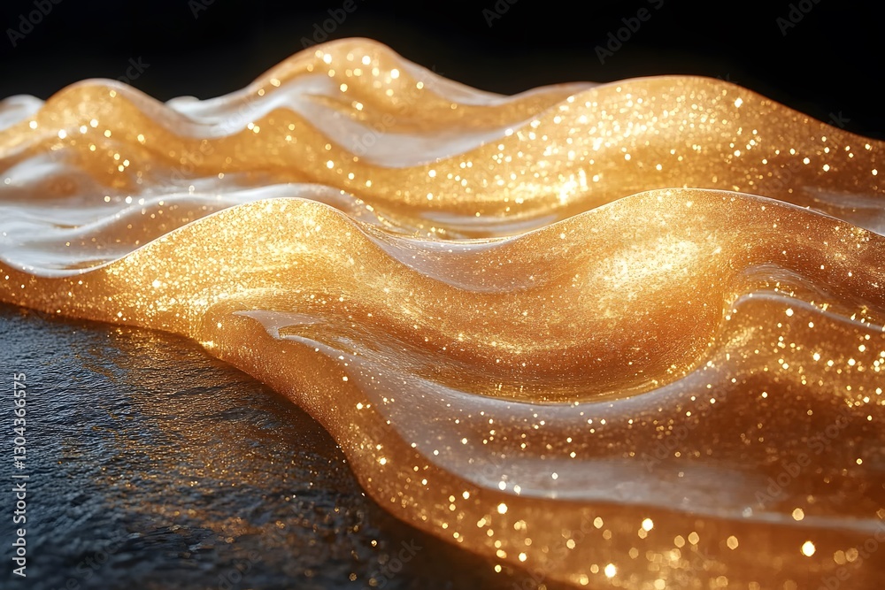 Obraz premium Luminous Golden Waves Abstract Texture for Modern Design and Decoration