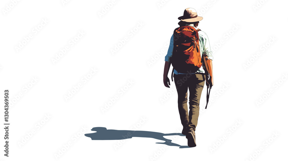 The image is a digital illustration or painting depicting a person walking away from the viewer. The style is somewhat painterly, with visible brushstrokes or digital texture. The person is The image is a digital illustration or painting depicting a person walking away from the viewer. The style is somewhat painterly, with visible brushstrokes or digital texture. The person is