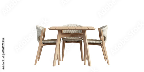 Isolated table and chair set on white background