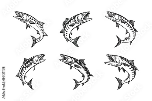 Ghostscale Barracuda silhouette vector illustration