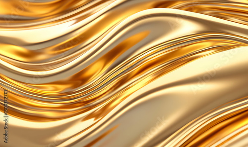 Smooth Flowing Waves of Golden Fabric Texture in Soft Light