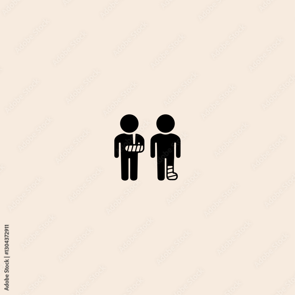 Broken Arm and Leg icon flat vector design. Broken Arm and Leg icon flat vector design.