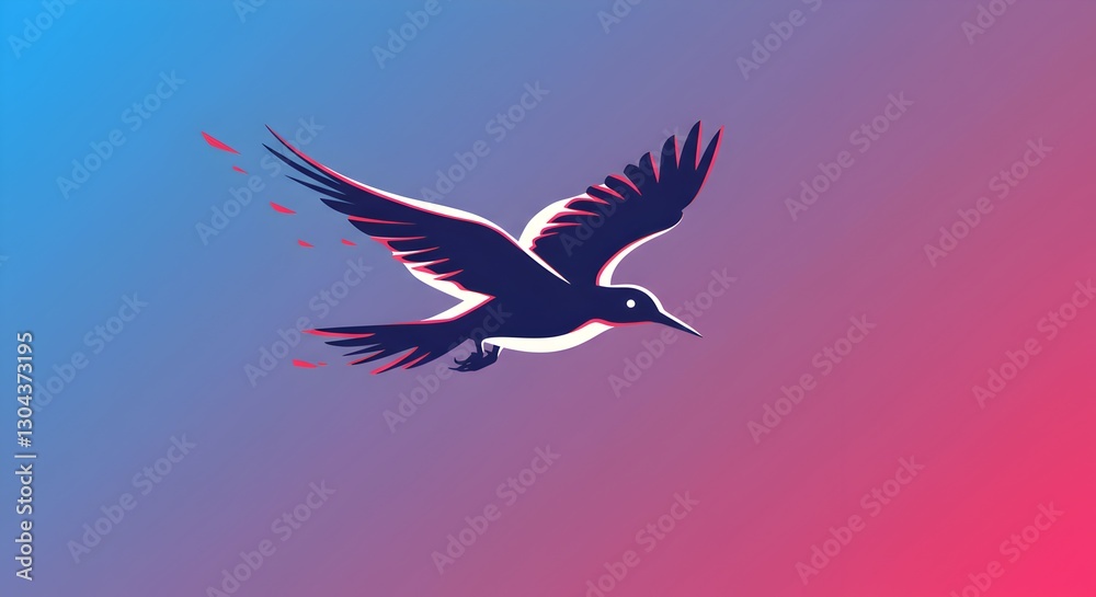 Obraz premium Elegant Vector Illustration of a Bird in Flight with a Gradient Background