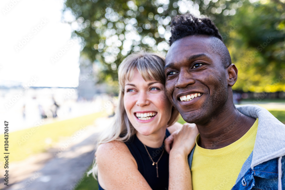 Thoughtful multiracial friends at park Thoughtful multiracial friends at park