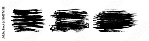 Set of black hand drawn brush strokes