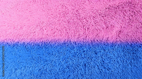 Soft Texture of Colorful Fuzzy Fabric with Pink and Blue Stripes
