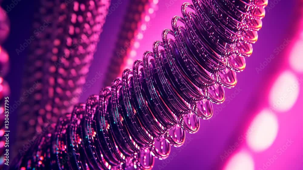 Colorful spiral patterns create a mesmerizing visual experience in a vibrant, illuminated setting