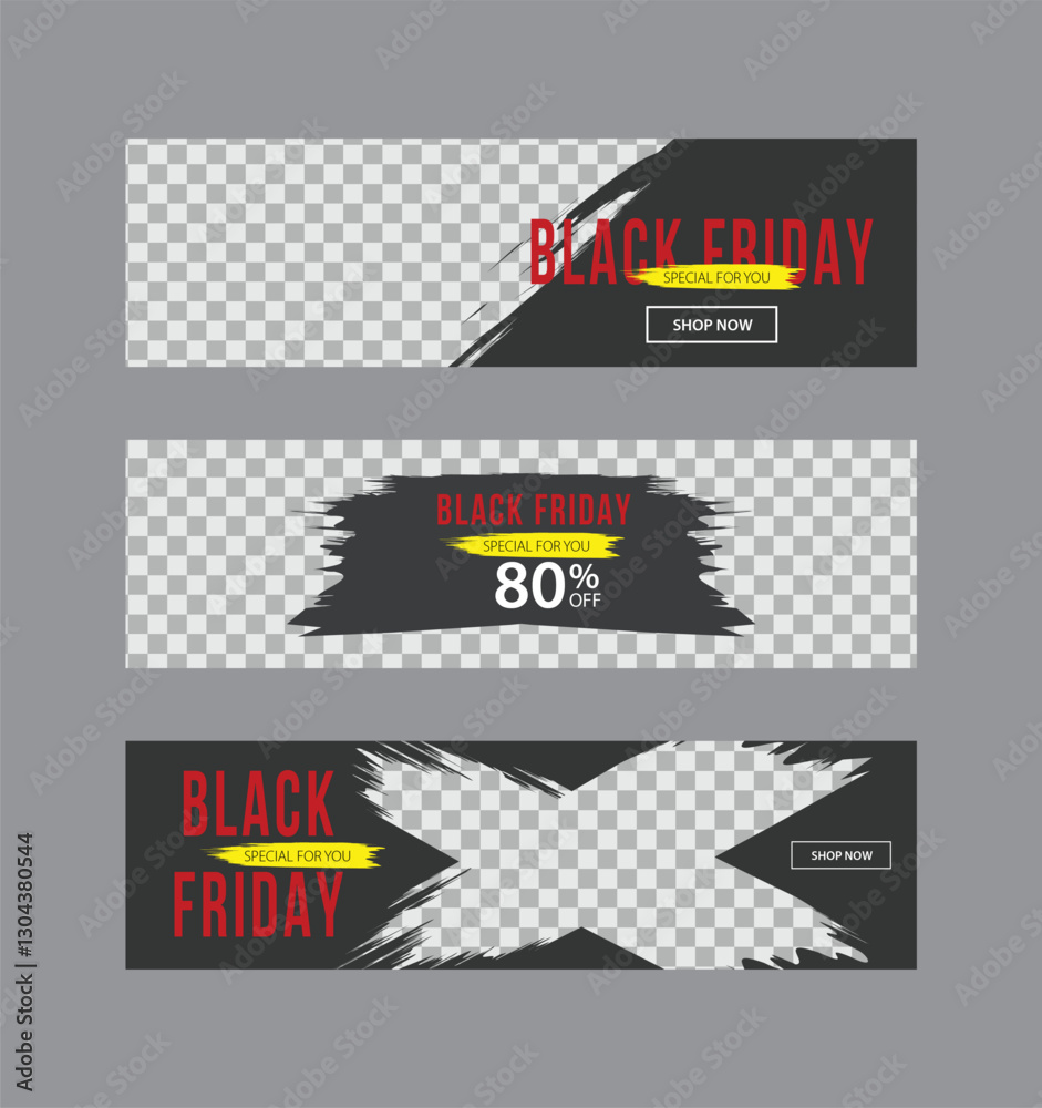 Fototapeta premium Black Friday Sale Banner Templates - Dark Brush Design