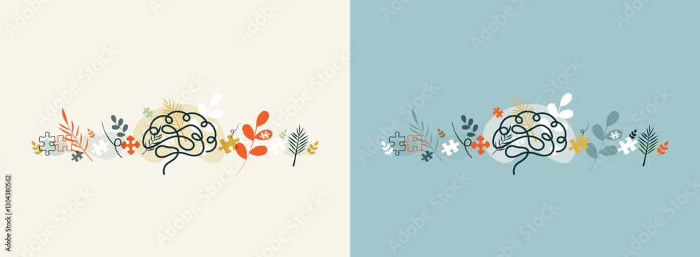 Fototapeta premium Mental Health illustrations.