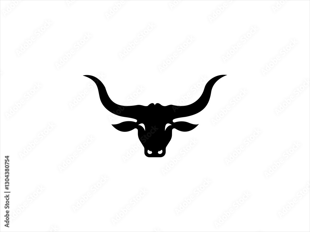 Fototapeta premium Bold Silhouette of a Longhorn Bull's Head