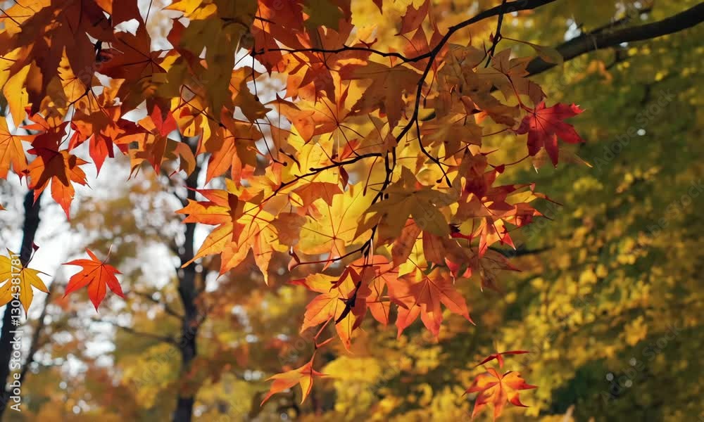 Autumnal Maple Leaves in Forest Canopy Autumnal Maple Leaves in Forest Canopy