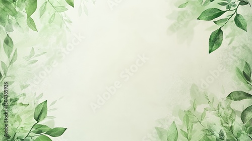 Wallpaper Mural Watercolor Green Leaves Frame Background Torontodigital.ca