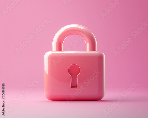 pink 3D lock icon on matching pink background symbolizes digital security and paywall subscription