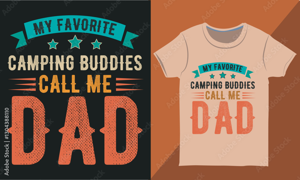 Obraz premium Camping Dad Typography T-shirt Design Template, Camping Shirt Design, Gift for Dad, Vintage Father's Day Special Shirt