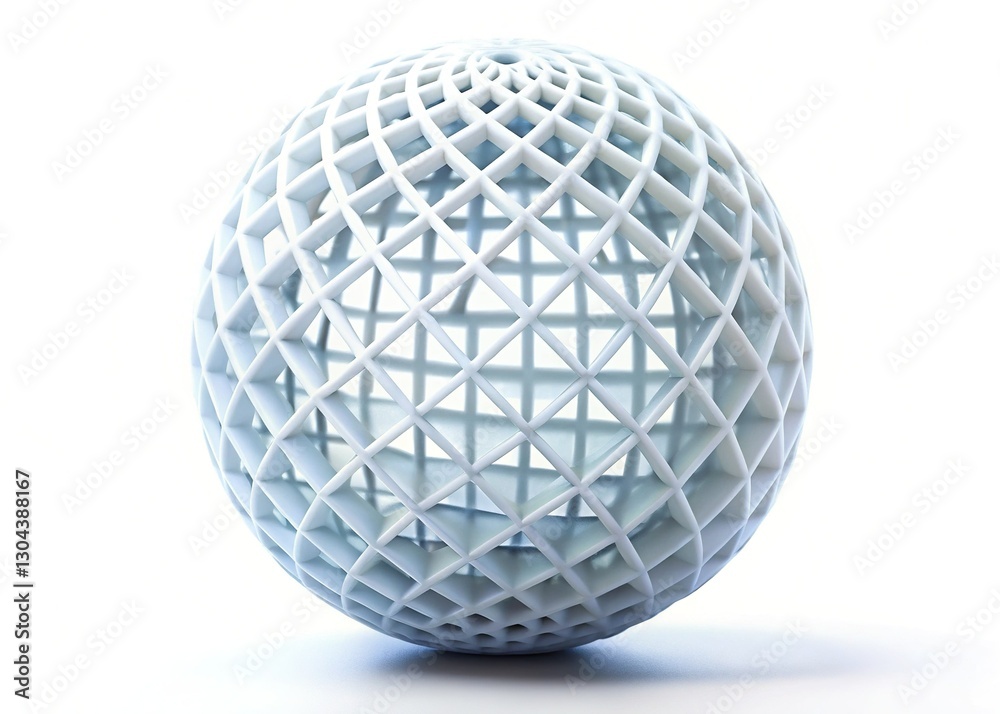 Close-up Detail of White Lattice Sphere on Bright Background Close-up Detail of White Lattice Sphere on Bright Background