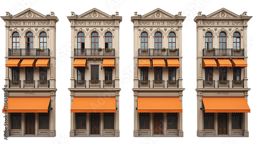 Timeless Architectural Structure with Vibrant Orange Awning Set on png
