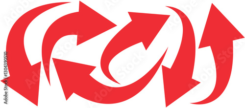 Set of curved arrows isolated on white background. Curved arrows, hand drawn curved arrows. red curve arrow icon vector illustration . 
