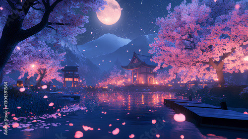 Mystical Night – Glowing Sakura Fantasy