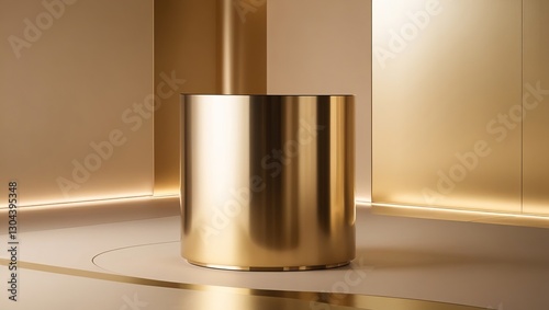 Minimalist Golden Pedestal in Modern Interior Design