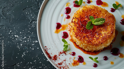top view kunafa on the dining table