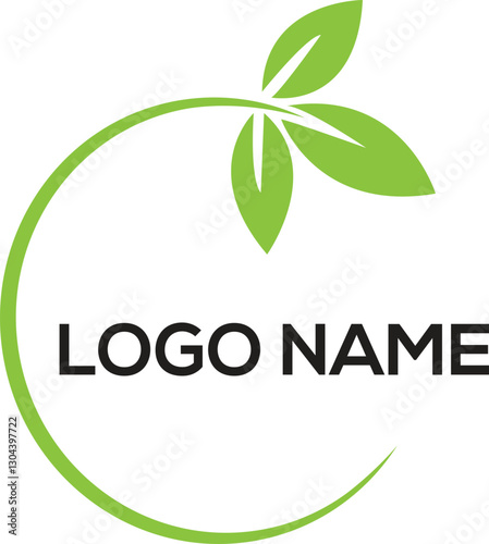 eco friendly logo vector logo design leaf circle, green tea herbal, natural medicine, sprout with green leafs