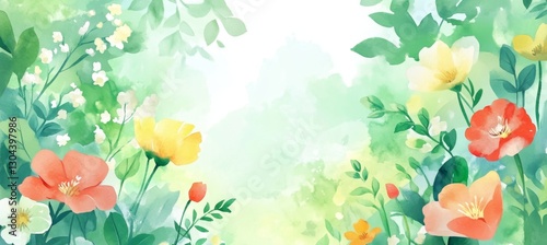 Wallpaper Mural Watercolor Floral Frame, Gentle Pastel Colors, Dreamy Background With Watercolor Flowers Torontodigital.ca