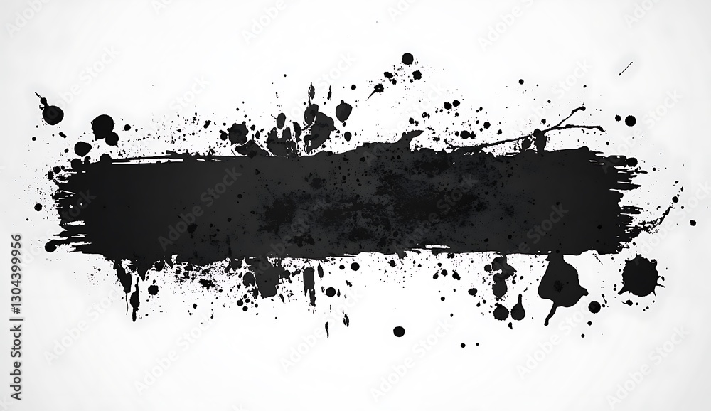 Obraz premium Black Ink Splatter Banner with Empty Space for Custom Text