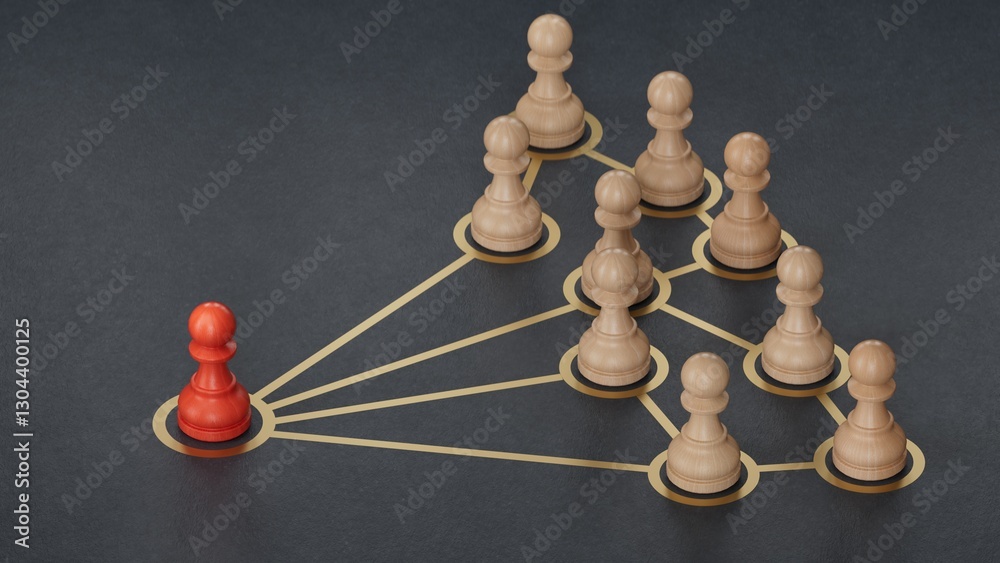 Obraz premium Spread your influence and opinions to other people. Leader in business, recruitment. Social management and manipulation.Made and rendered in C4D, not AI.
