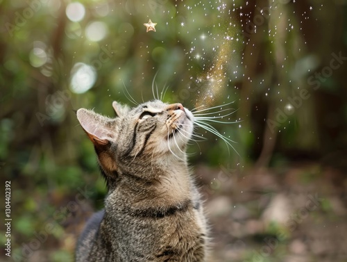 Wizard cat casting a spell magical mishap