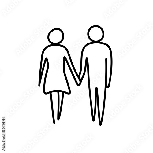 Couple holding hands, black and white vector