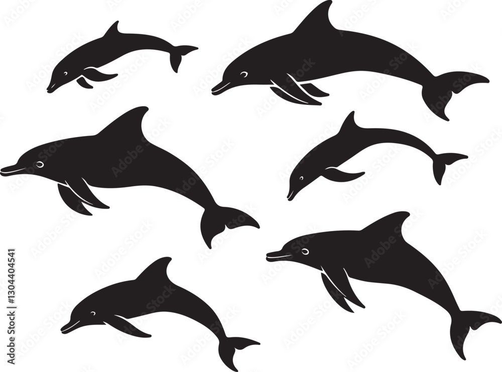 Naklejka premium Graceful Dolphin Silhouettes Collection