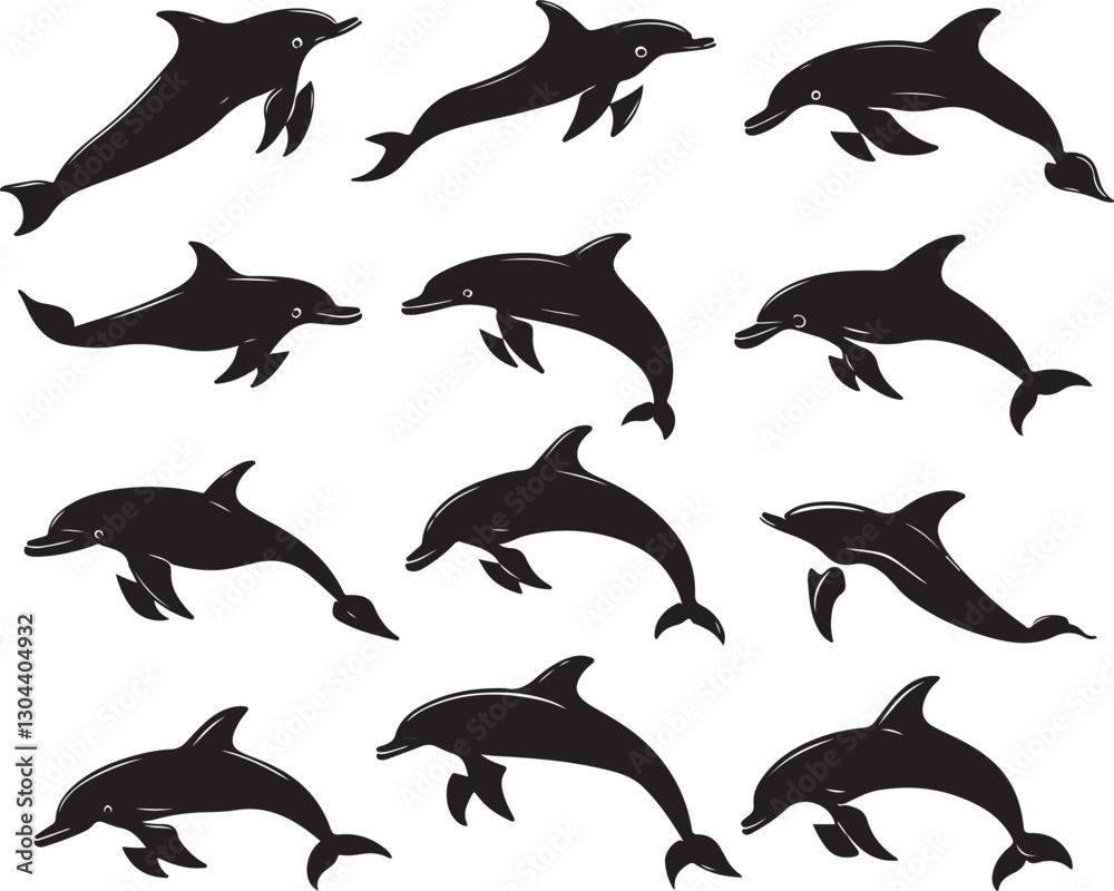 Fototapeta premium Graceful Dolphin Silhouettes Collection