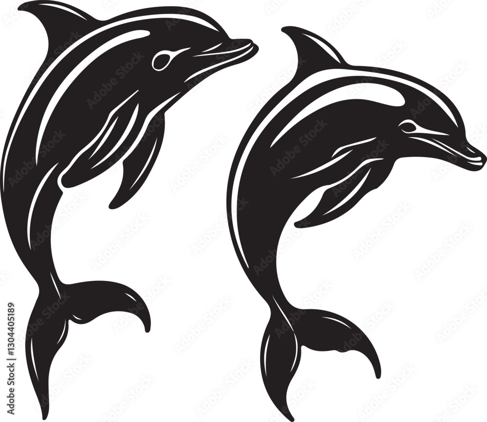 Naklejka premium Graceful Dolphin Silhouettes Collection