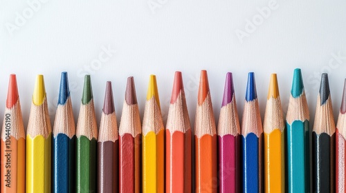 Wallpaper Mural A vibrant array of colored pencils, their vibrant hues ready to be unleashed, rest against a pristine white backdrop, inviting the viewer to add their own creative touch and transform this minimalist Torontodigital.ca