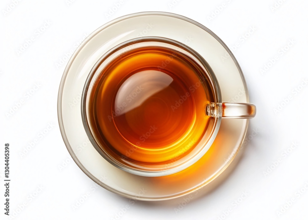 Aerial View of a Single Cup of Tea on White Background - High-Resolution Stock Photo Aerial View of a Single Cup of Tea on White Background - High-Resolution Stock Photo
