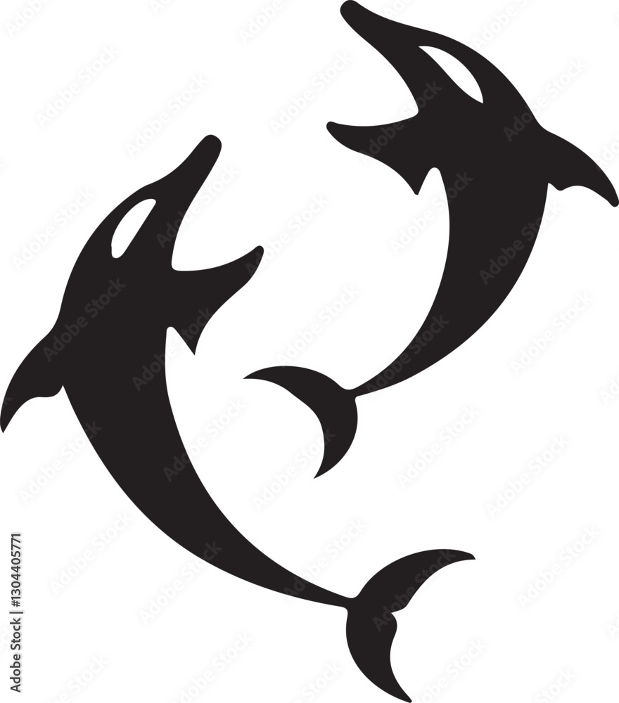 Obraz premium Graceful Aquatics: The Elegant Dance of Dolphins 