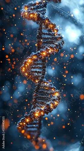 Illuminated DNA helix in abstract space