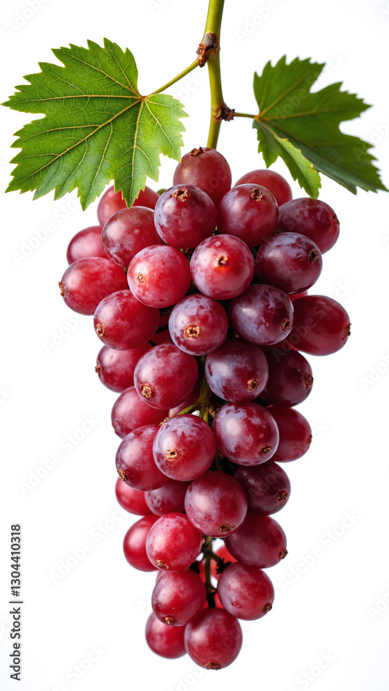 Fototapeta premium Red grapes isolated on white background, copy space