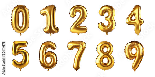 Shiny Gold Balloon Number Set