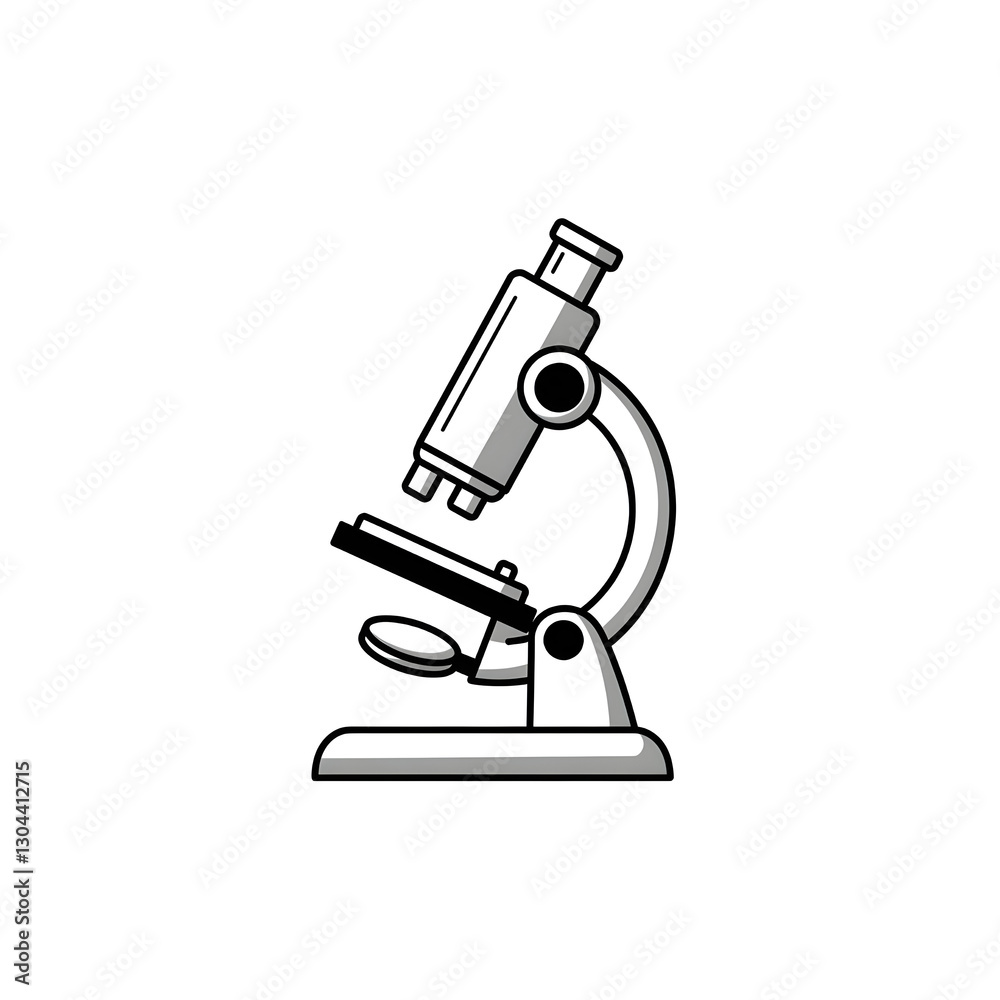 Microscope standing on white background representing scientific research Microscope standing on white background representing scientific research