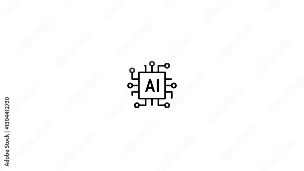 Artificial Intelligence Line Icon Animation.Transparant Background.Alpha Channel.
