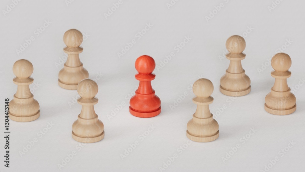 Wooden figure standing with team to show influence and empowerment. Concept of business leadership for leader team, successful competition winner and Leader with influence Wooden figure standing with team to show influence and empowerment. Concept of business leadership for leader team, successful competition winner and Leader with influence