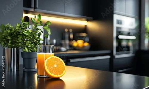 Orange Juice in Modern Kitchen